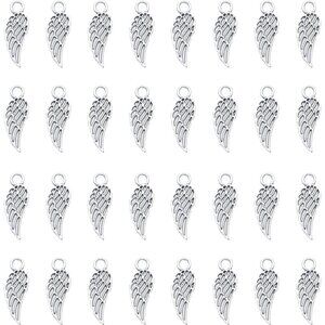 50 Pcs Angel Wings Charms Metal Feather Small Cute Vintage Pendants for Jewelry